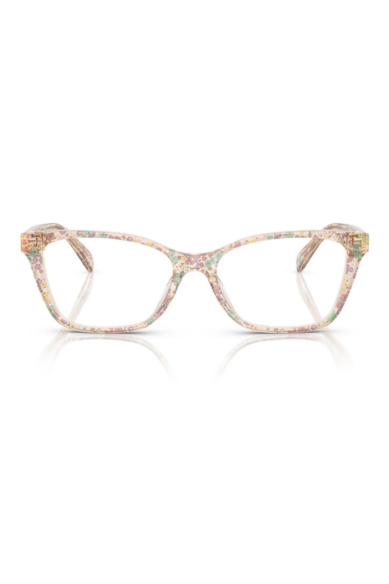 52mm Cat Eye Optical Glasses, Main, color, FLORAL FIELD / DEMO LENS