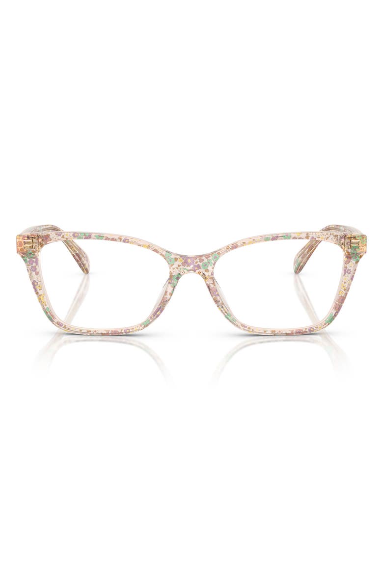 COACH 52mm Cat Eye Optical Glasses, Main, color, Floral Field / Demo Lens
