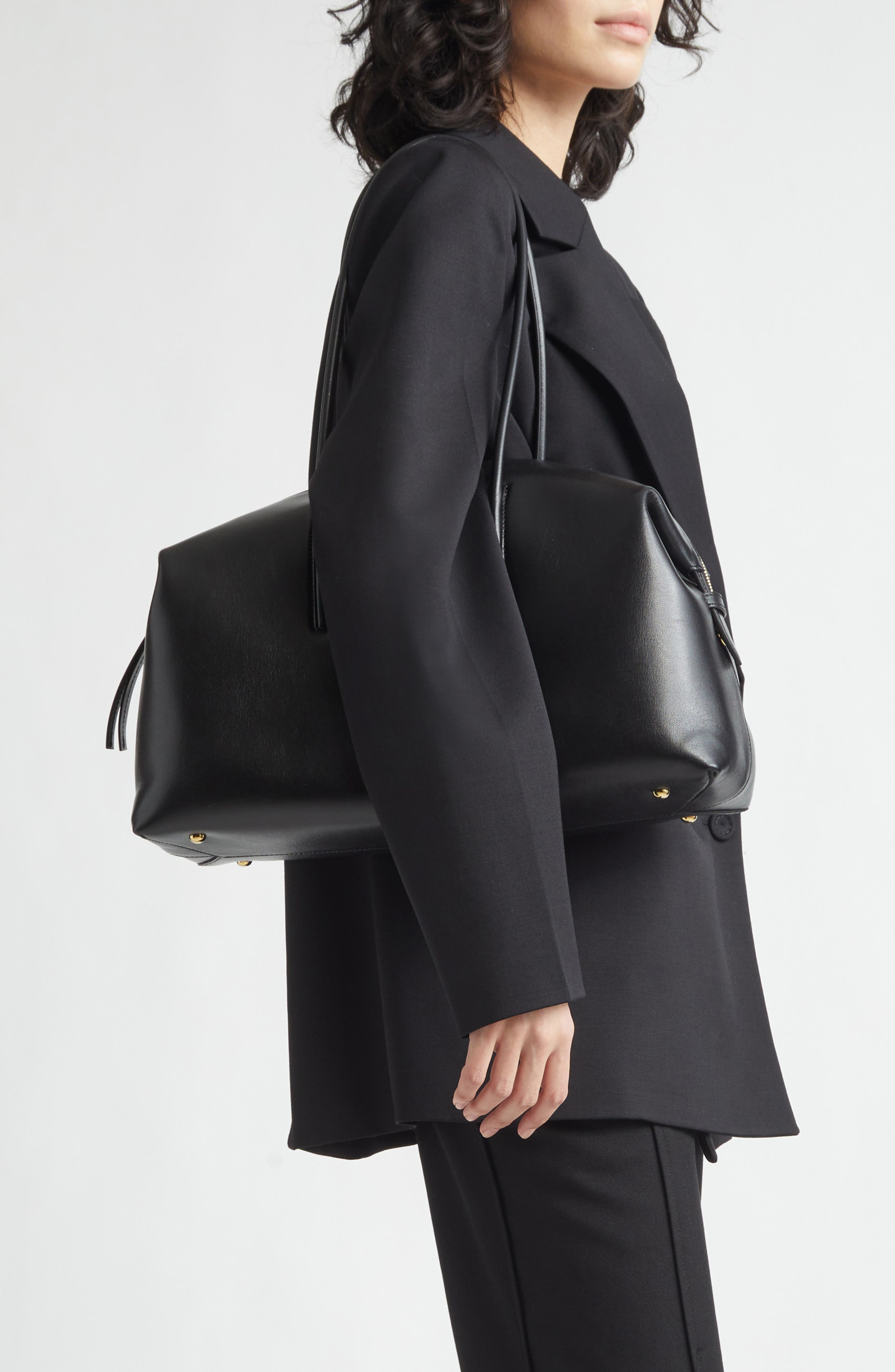 DeMellier The Stockholm Leather Top Handle Bag, Alternate, color, Black