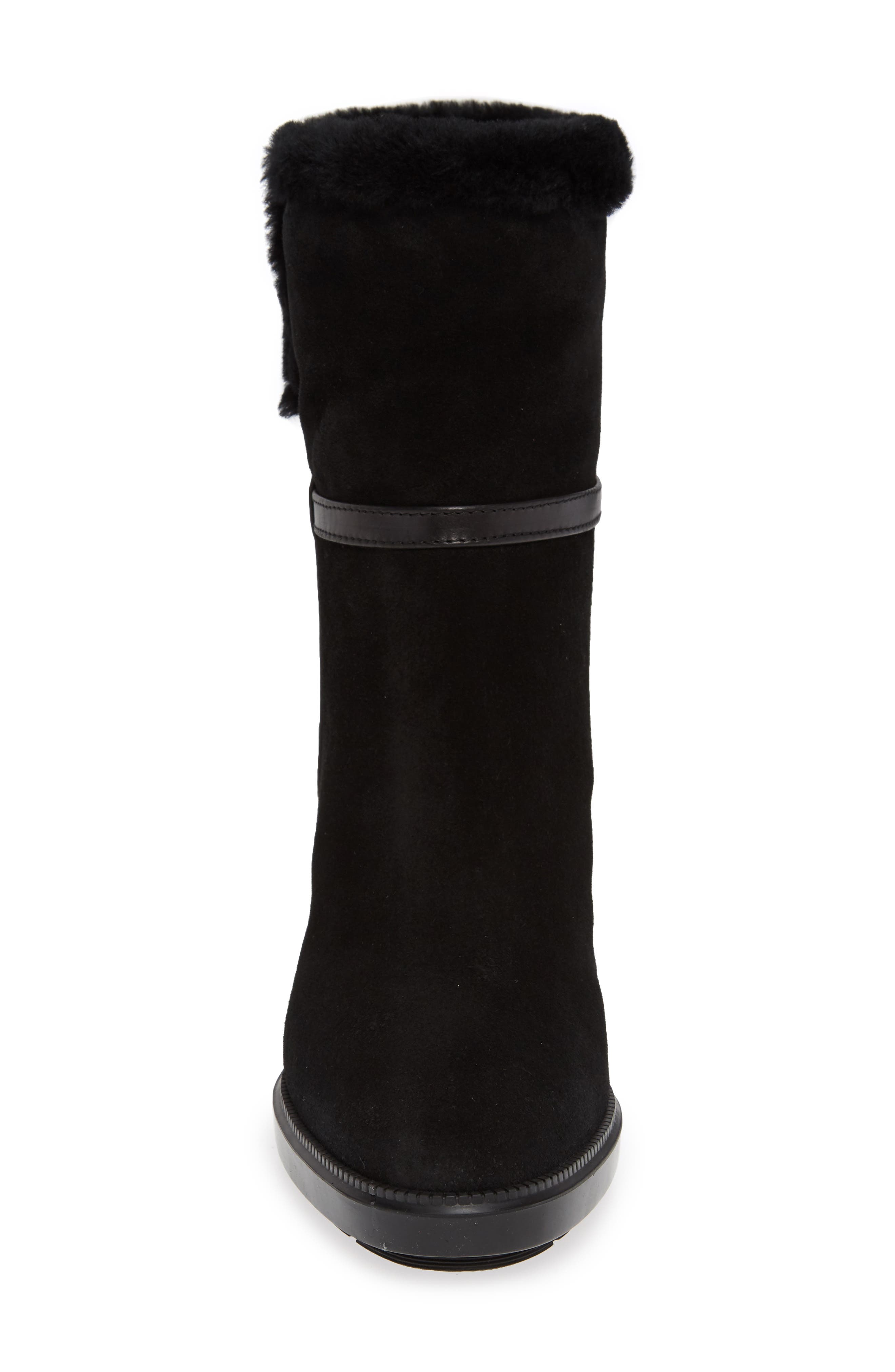 Isolda Genuine Shearling Weatherproof Boot, Alternate, color, BLACK