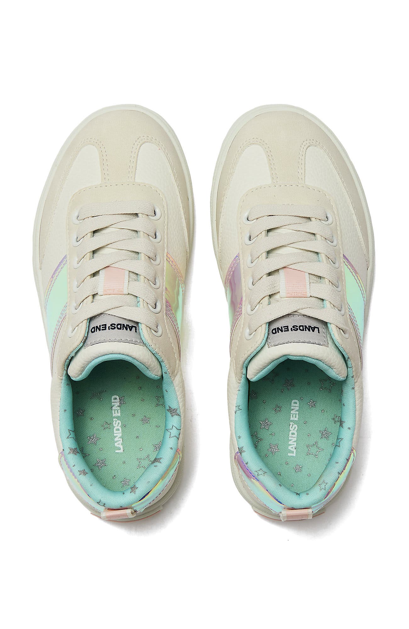 Lands' End Kids Tribeca Low Top Sneaker, Alternate, color, White/Iridescent