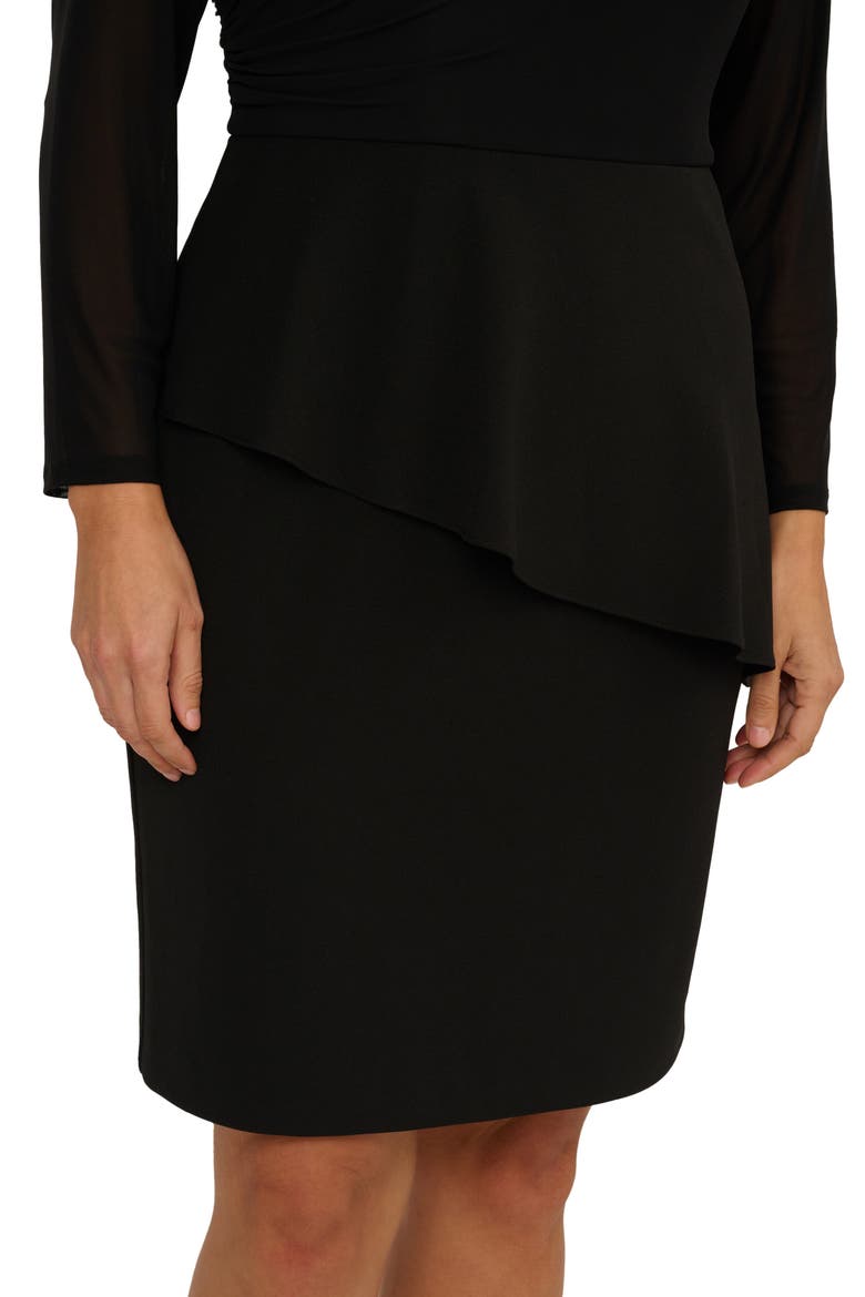 Ruffle Long Sleeve Crepe Dress, Alternate, color, BLACK