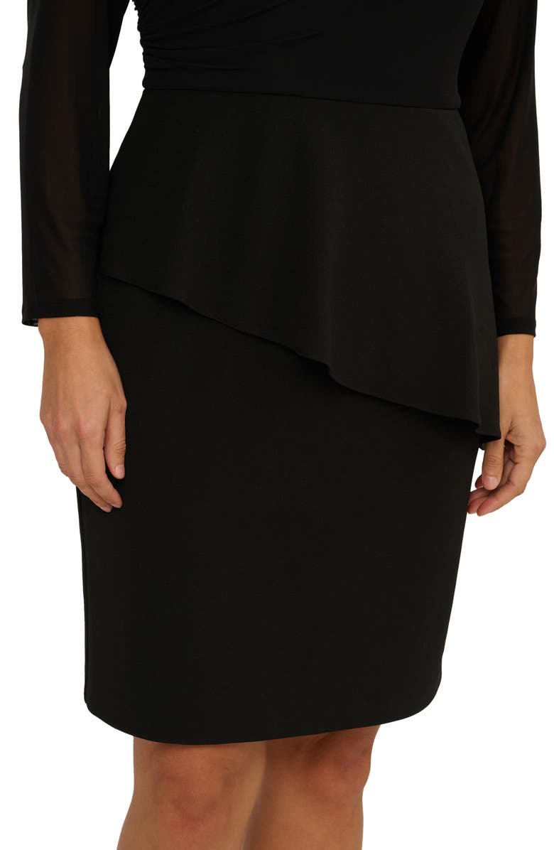 Adrianna Papell Ruffle Long Sleeve Crepe Dress, Alternate, color, Black