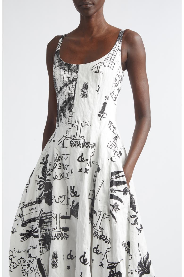 Print Crushed Cotton Blend Dress, Alternate, color, HELENE SMITH PRINT WHITE
