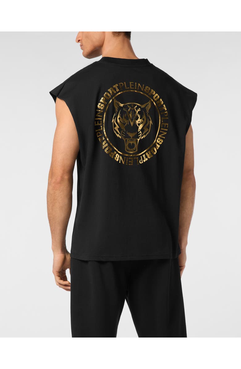 PLEIN SPORT Tanktop T-Shirt Label Men, Alternate, color, Black/Lightgold