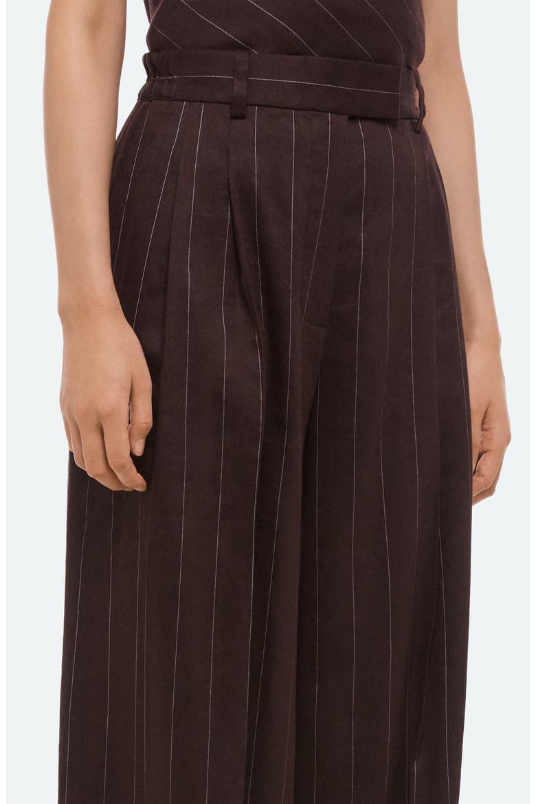 Pinstripe Wide Leg Linen Blend Pants, Alternate, color, BROWN MULTI