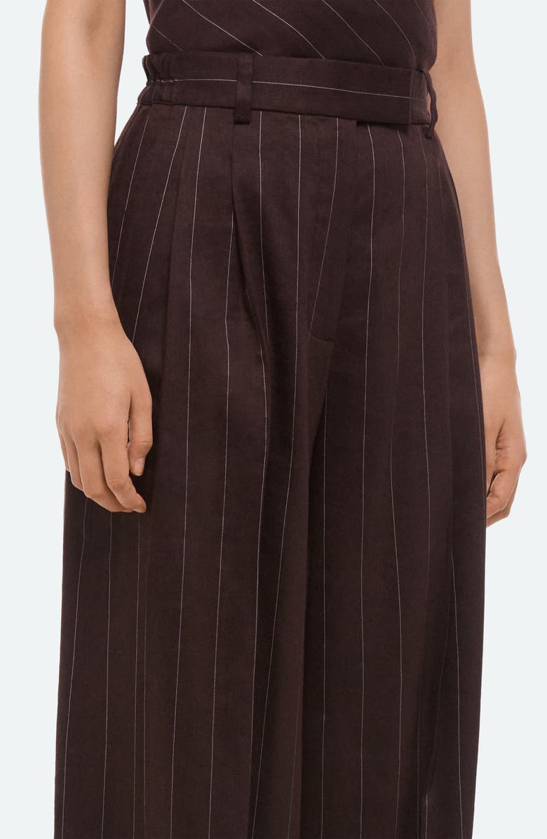 Helmut Lang Pinstripe Wide Leg Linen Blend Pants, Alternate, color, Brown Multi