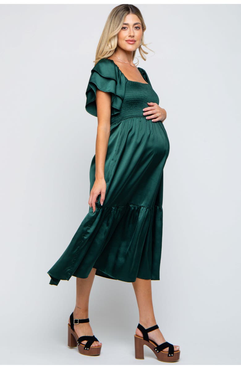 PinkBlush Satin Flutter Sleeve Midi Dress, Alternate, color,