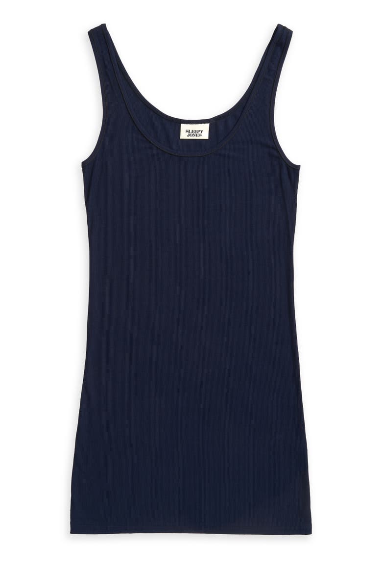 Rib Tank Dress, Alternate, color, Navy