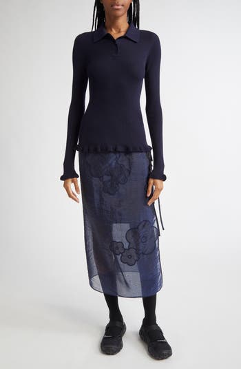 April Floral Embroidered Wrap Skirt