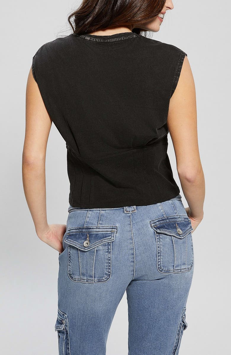 GUESS Ferocious Embellished Corset Detail Graphic T-Shirt, Alternate, color, 