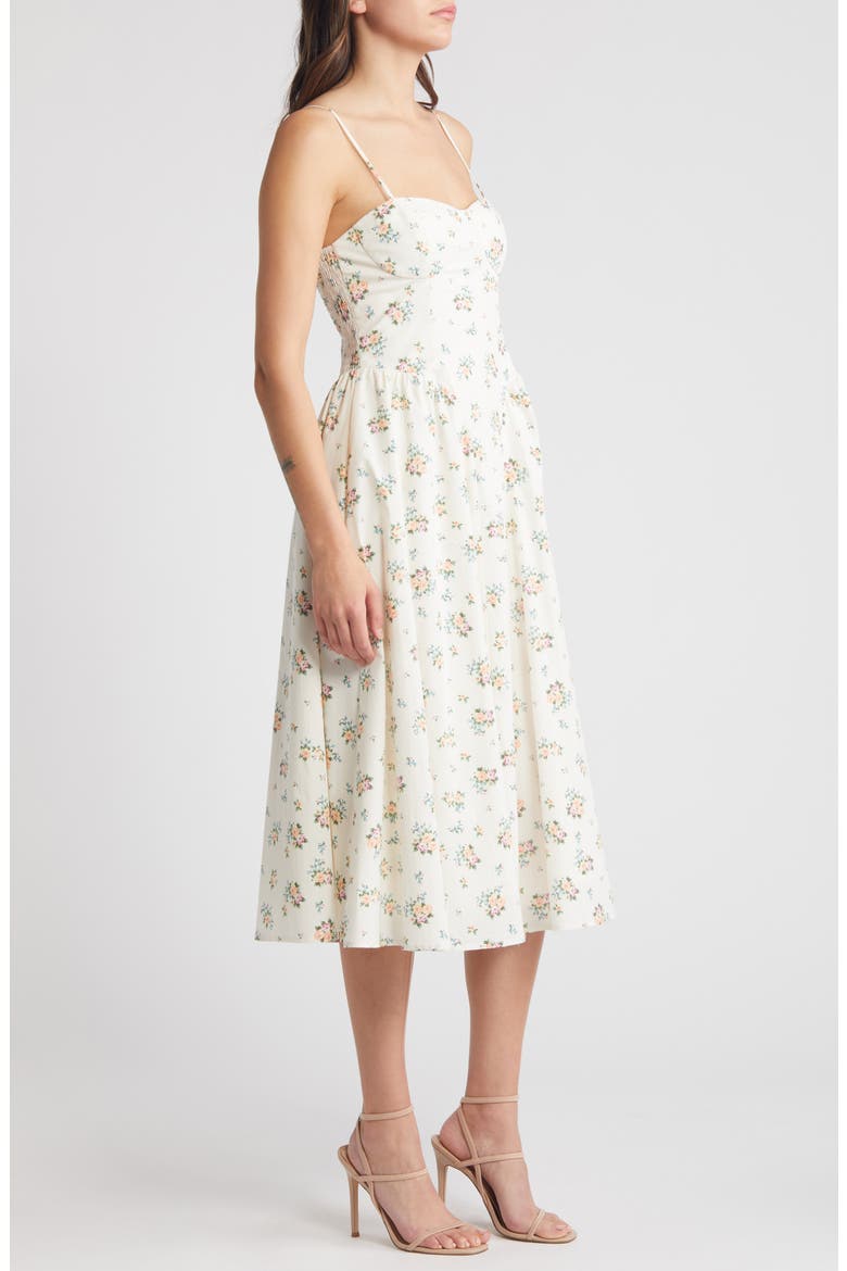 Floral Print Bustier Sleeveless Maxi Sundress, Alternate, color, IVORY DITSY