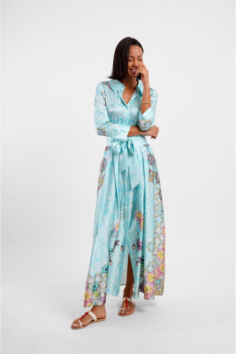 Belted Maxi Shirt Dress - "Floral Medley", Alternate, color, Flora Medley