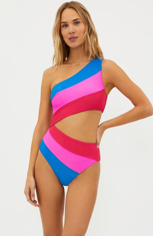 Beach Riot Joyce Stripe Cutout One-piece Swimsuit In Multi