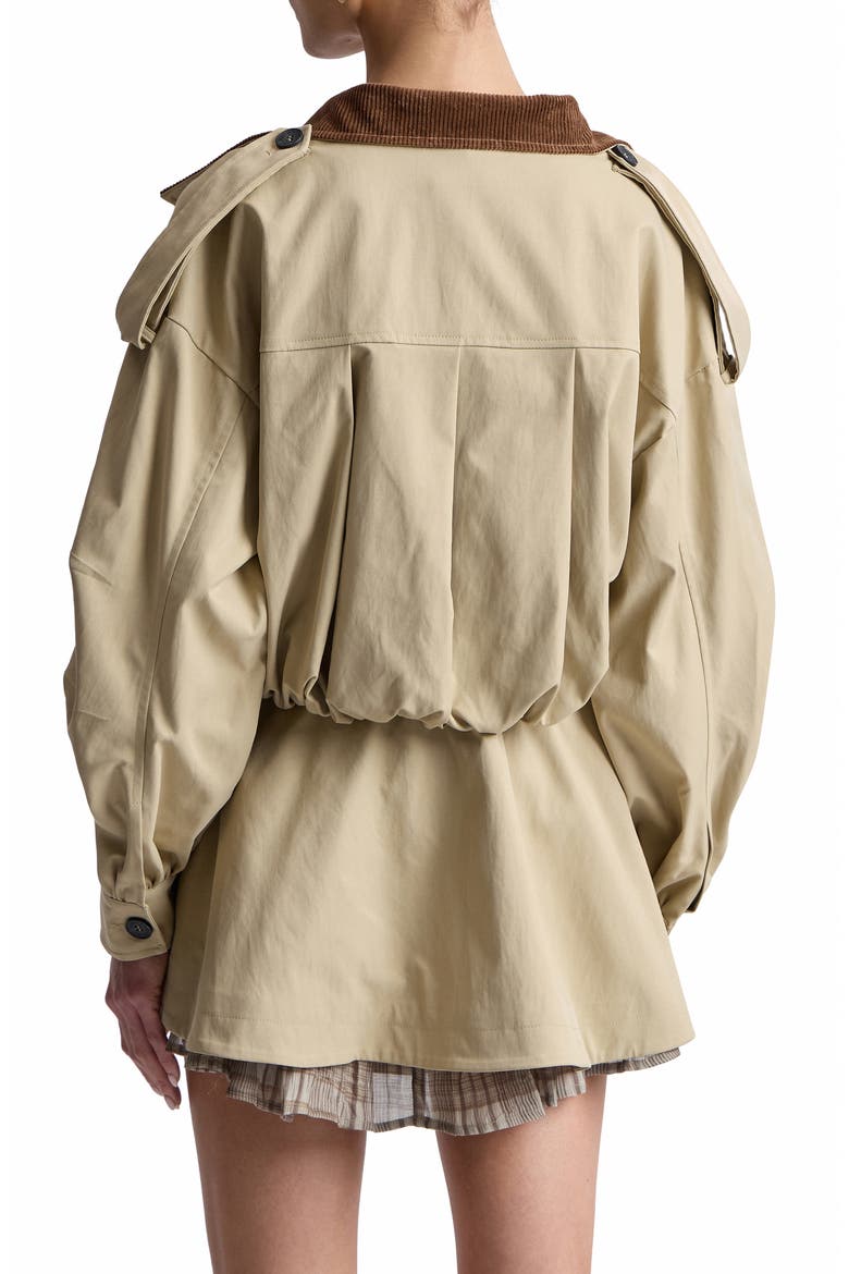 Blouson Peplum Trench Jacket, Alternate, color, KHAKI