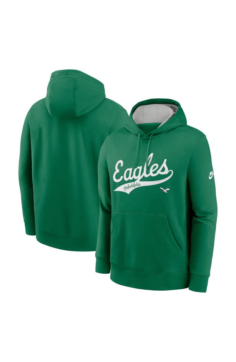 Nike Men's Nike Kelly Green Philadelphia Eagles Rewind Club Logo Pullover Hoodie, Main, color, 