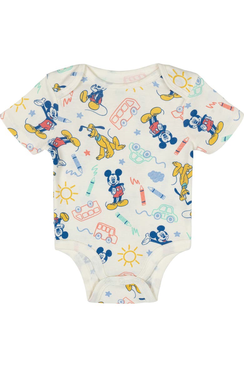 Mickey Mouse & Friends Boys' 5-Pack Short Sleeve Bodysuits, Alternate, color, Mickey Pastel Multi