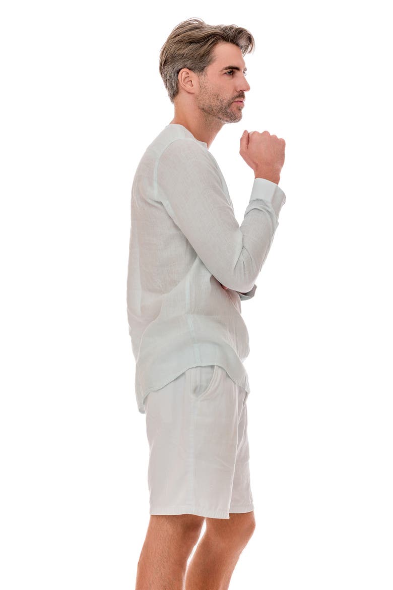 V-Neck Linen Shirt, Alternate, color, BABY BLUE