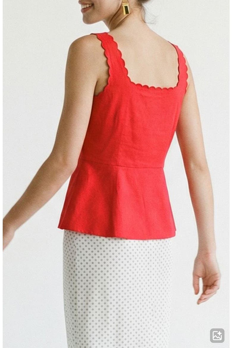 Julietta Scallop Trim Peplum Top, Alternate, color, POINSETTIA