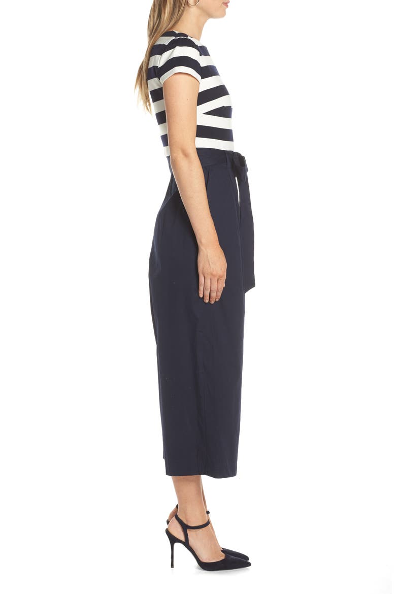 Stripe Ponte Crop Jumpsuit, Alternate, color, BLUE WHITE STRIPE