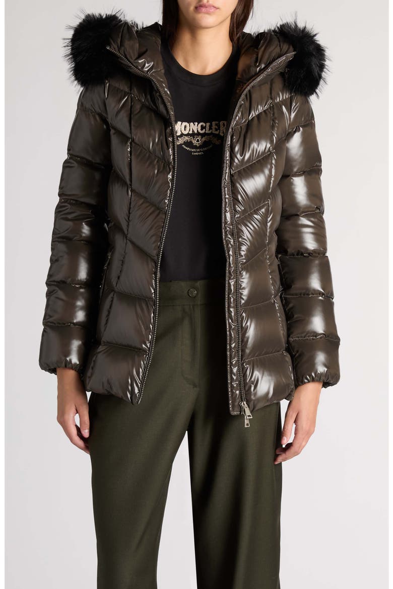 Fulmar Down Puffer Jacket with Faux Fur Trim, Main, color, GREEN