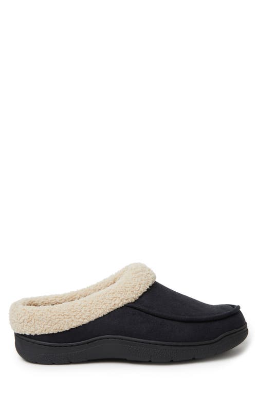 Dearfoams Microsuede Faux Shearling Slipper In Black