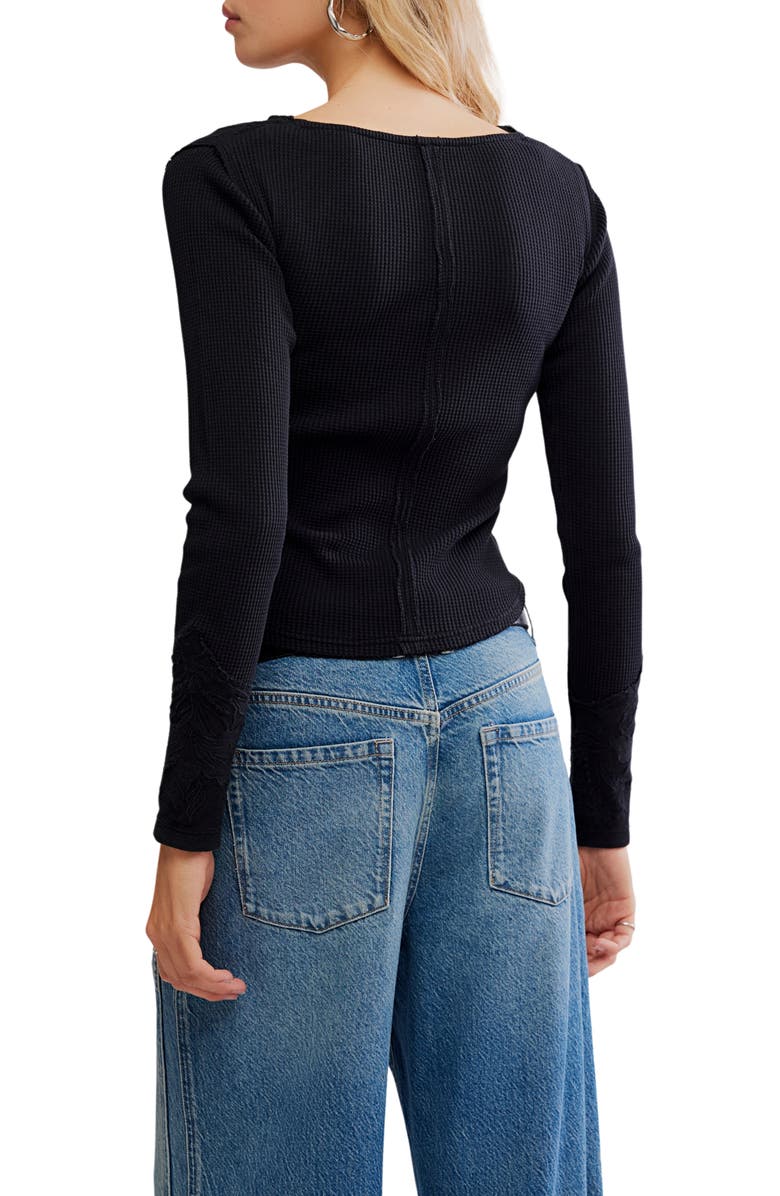 Free People Butterfly Thermal Top, Alternate, color, Black