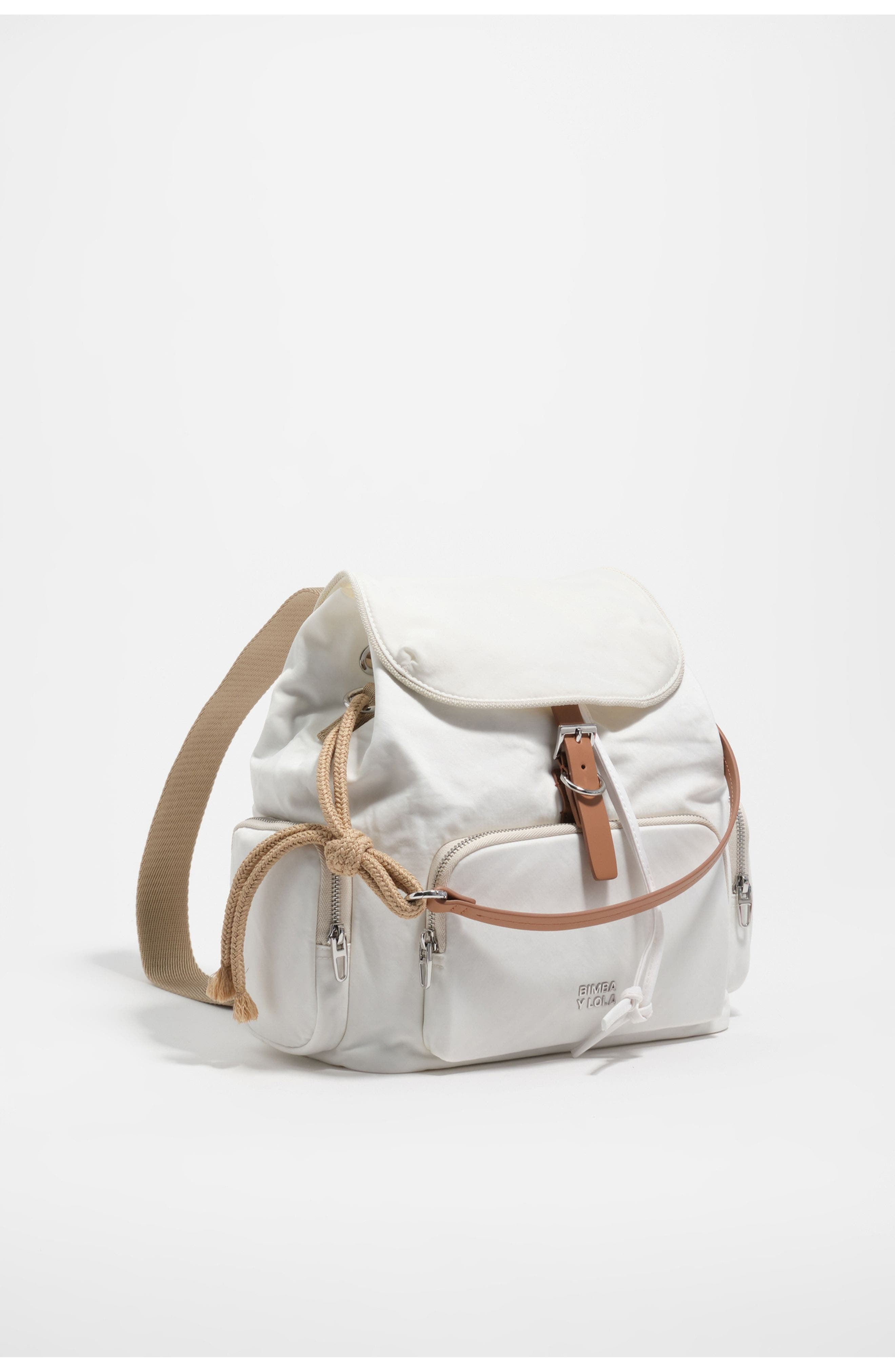 Bimba y Lola Nylon Multi-Pocket Backpack, Main, color, White
