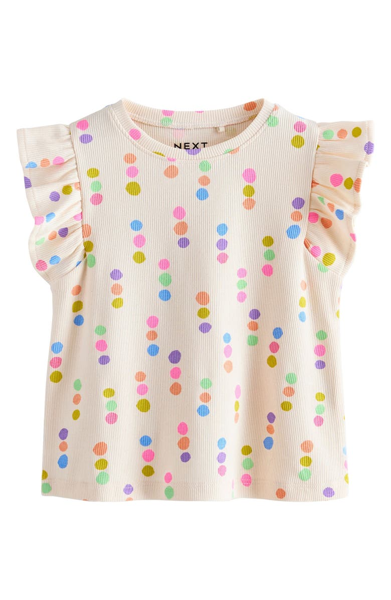 NEXT Kids' Assorted 5-Pack Frill Sleeve Graphic Cotton Blend T-Shirts, Alternate, color, Pink Multi