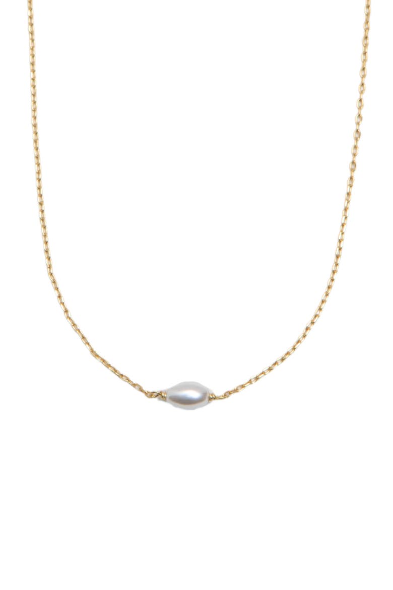 Faux Rice Pearl Pendant 18K Gold Plate Sterling Silver Necklace, Main, color, GOLD