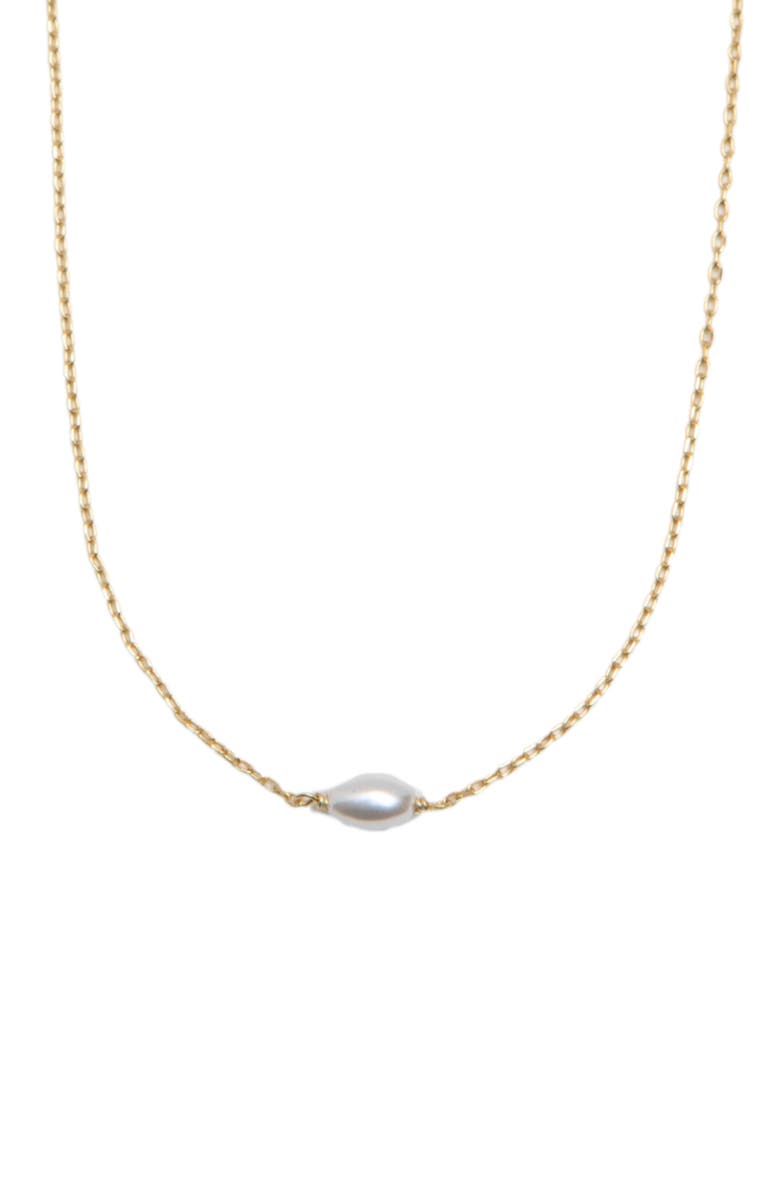 Argento Vivo Sterling Silver Faux Rice Pearl Pendant 18K Gold Plate Sterling Silver Necklace, Main, color, Gold