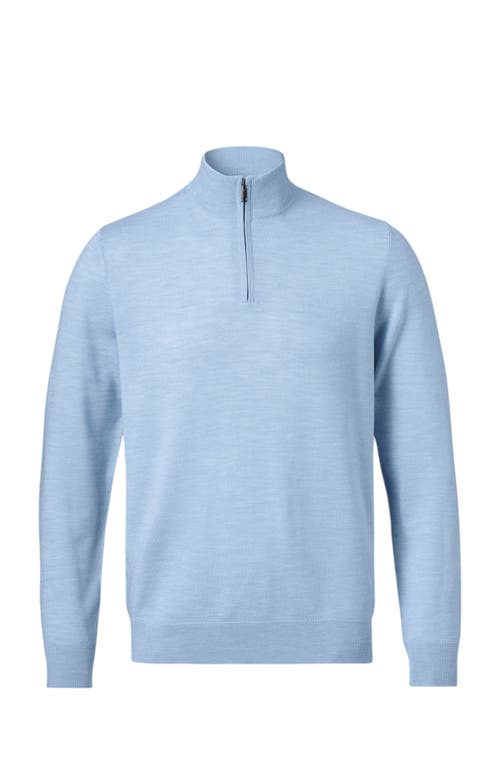 Shop Charles Tyrwhitt Merino Zip Neck Long Sleeve Sweater In Sky Blue
