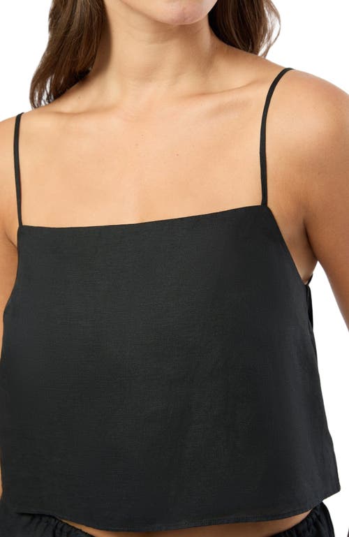 Onia Air Linen Square Neck Tank Top In Black