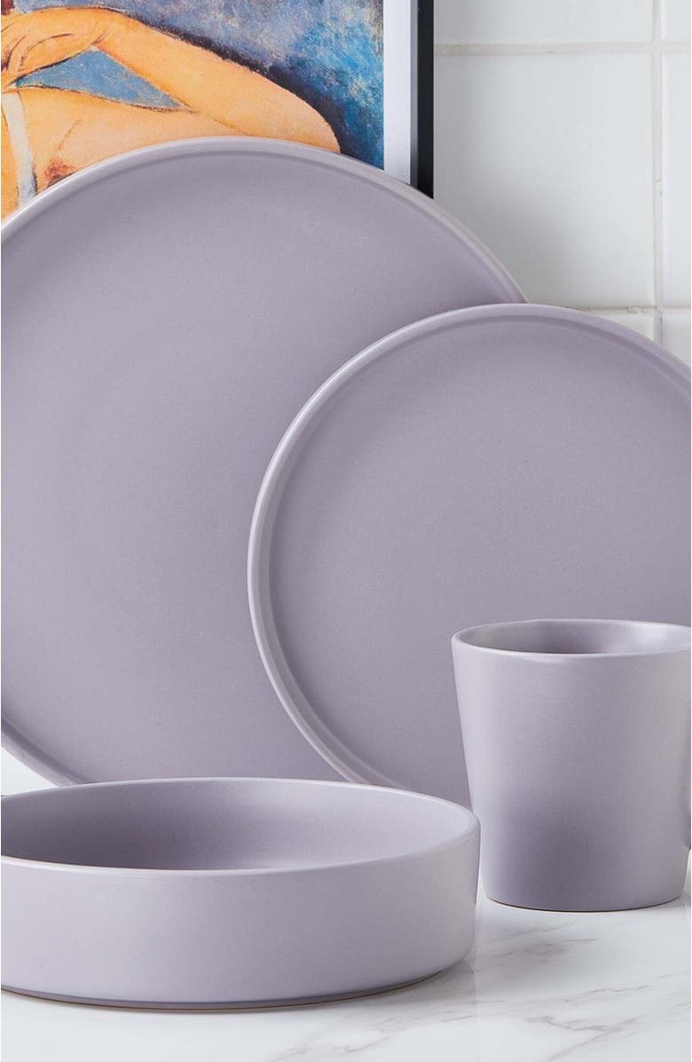 Stone Lain Cleo Stoneware 16-Piece Dinnerware Set, Alternate, color, Light Gray