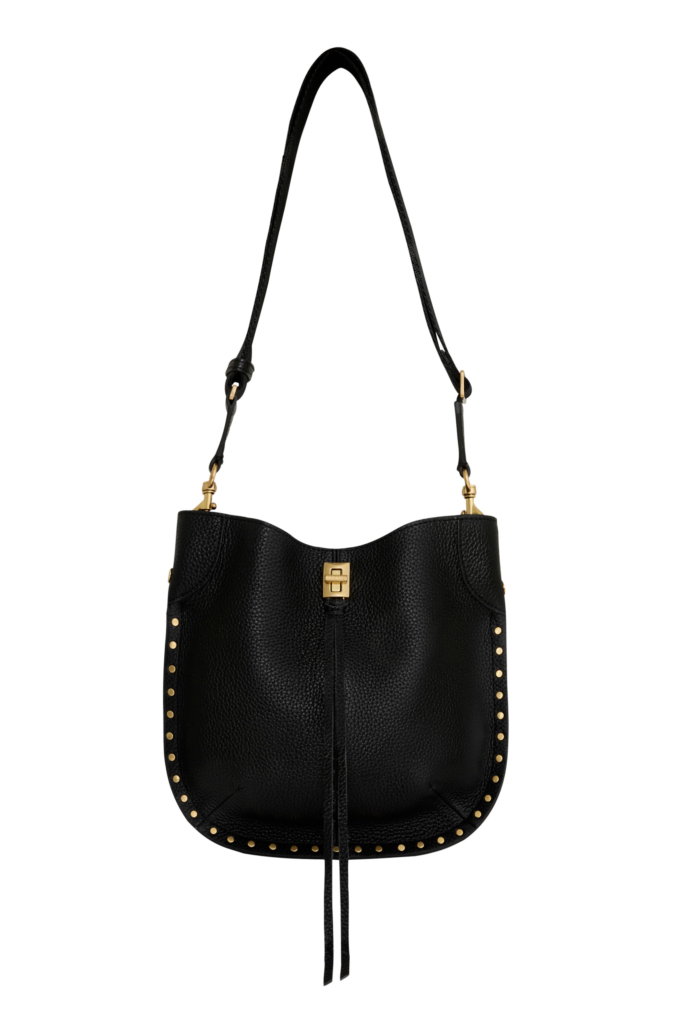 Darren Slim Leather Crossbody, Main, color, BLACK