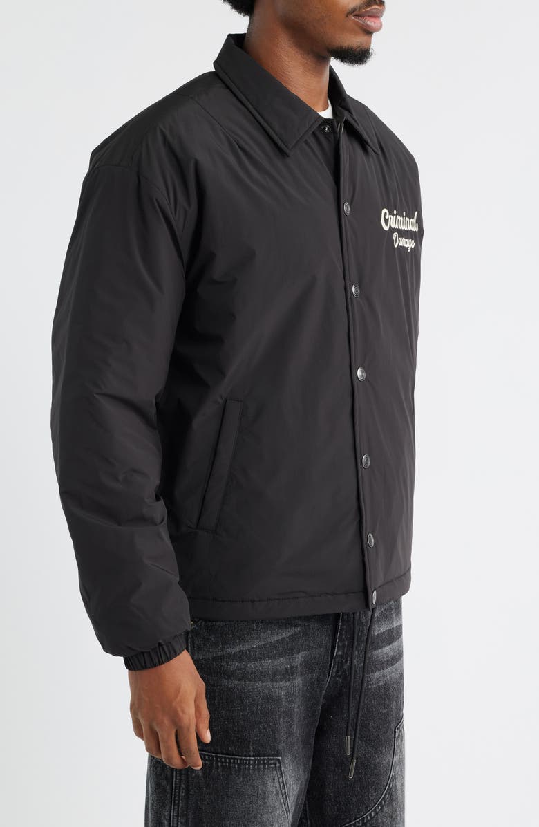 CRIMINAL DAMAGE Albany Embroidered Coach's Jacket, Alternate, color, Black