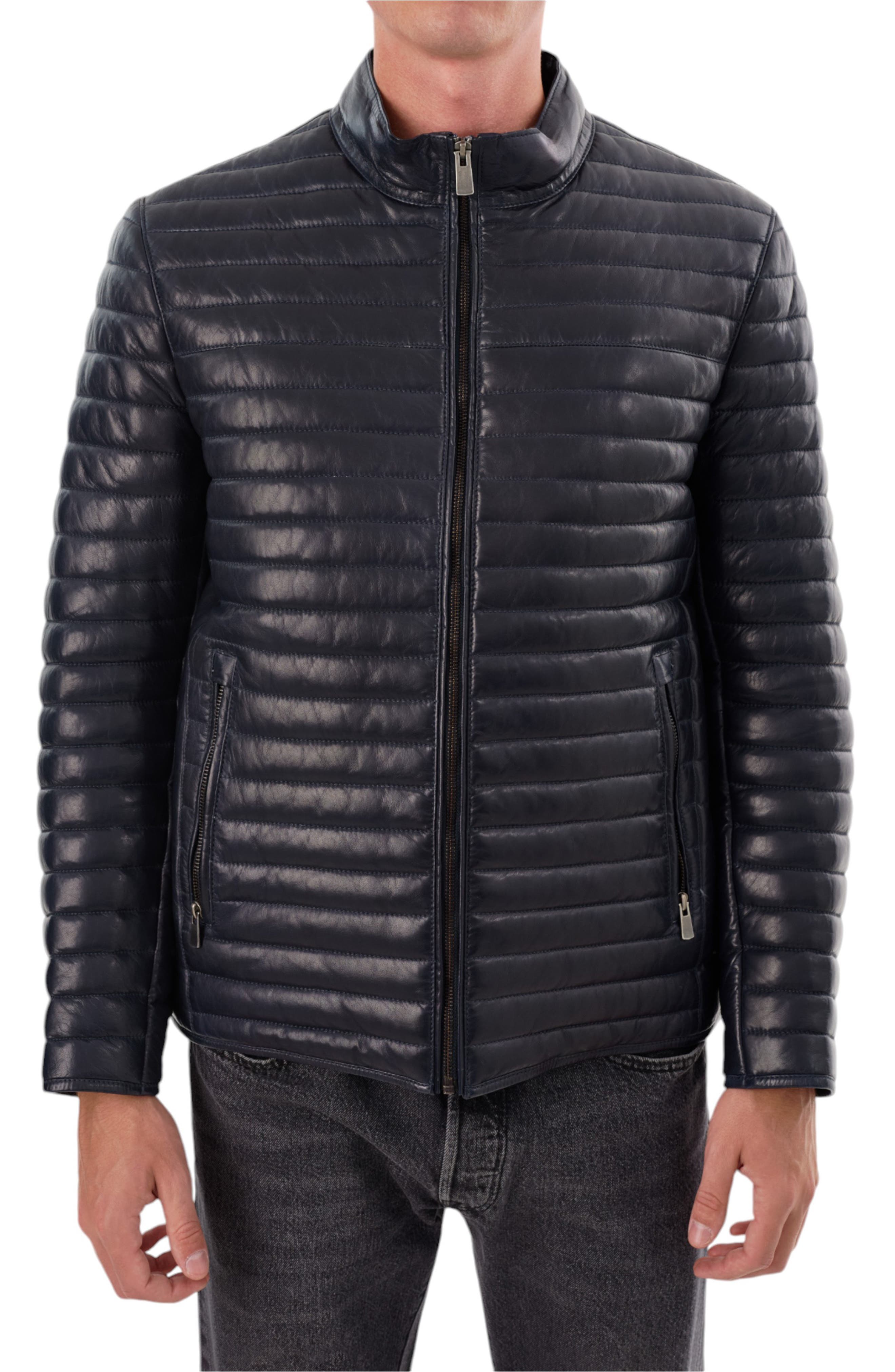 REGENCY Leather Channel Quilt Jacket (Men) | Nordstromrack
