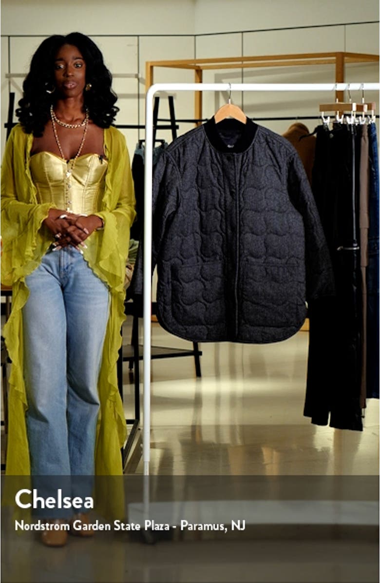 Quilted Oversize Wool Blend Bomber Jacket, sales video thumbnail