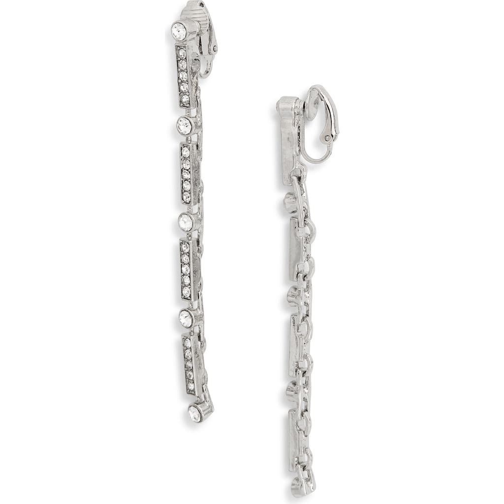 Cz By Kenneth Jay Lane Four-tier Drop Clip-on Earrings In Silver/crystal