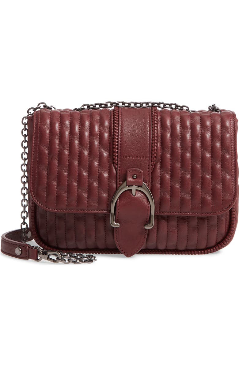 Longchamp Small Amazone Quilted Leather Crossbody Bag, Main, color, Brandy