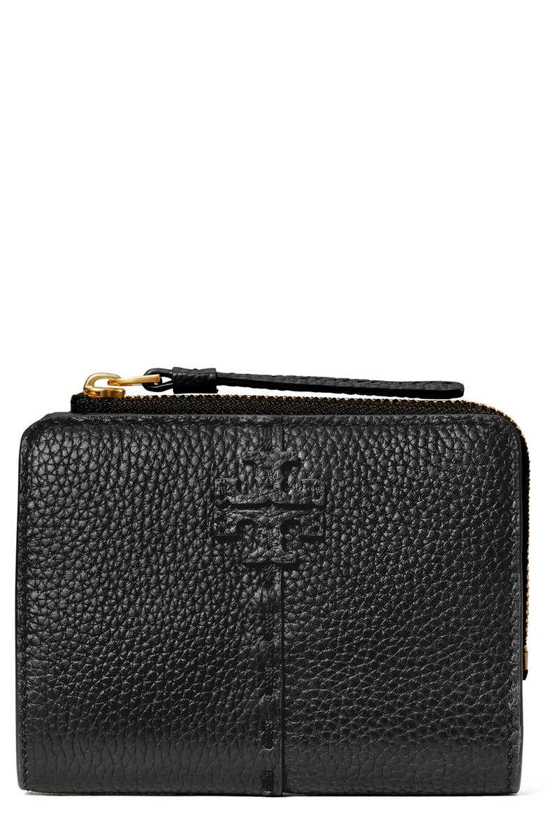 Tory Burch McGraw Zip Bifold Wallet, Main, color, Black