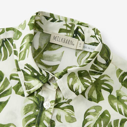 Milkbarn Collar Button-up Shirt And Shorts Set In Green