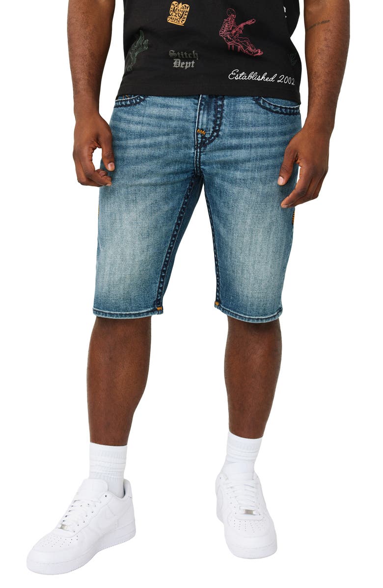 True Religion Rocco Super T Denim Shorts, Main, color, Forest Denim Dark Wash