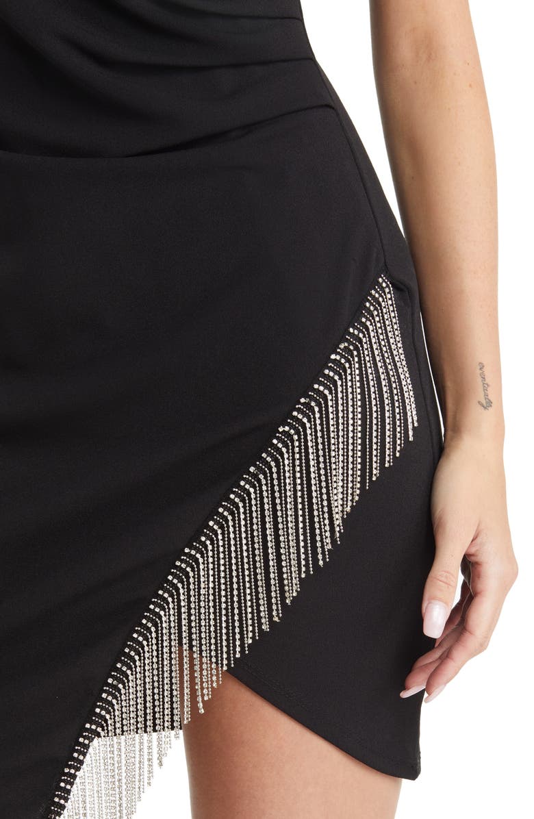 LNL Rhinestone Tassel Asymmetric Hem Minidress, Alternate, color, 