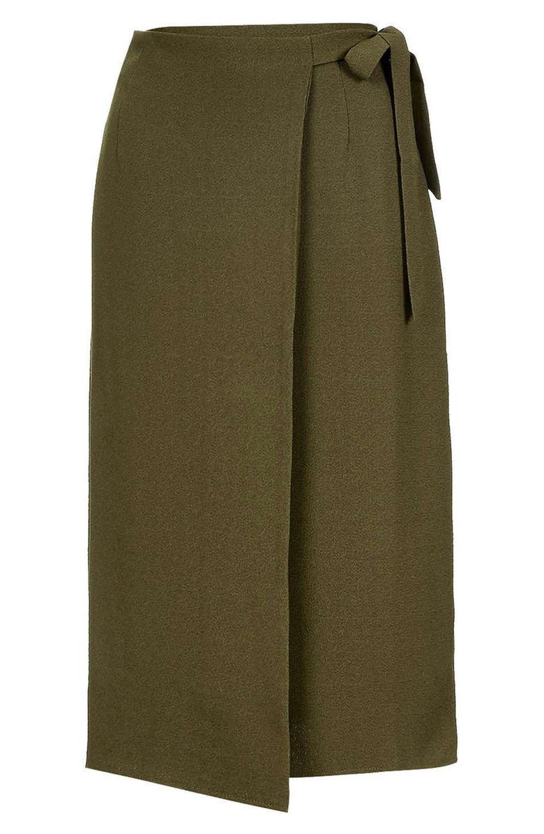 Topshop Wrap Tie Midi Skirt, Alternate, color,