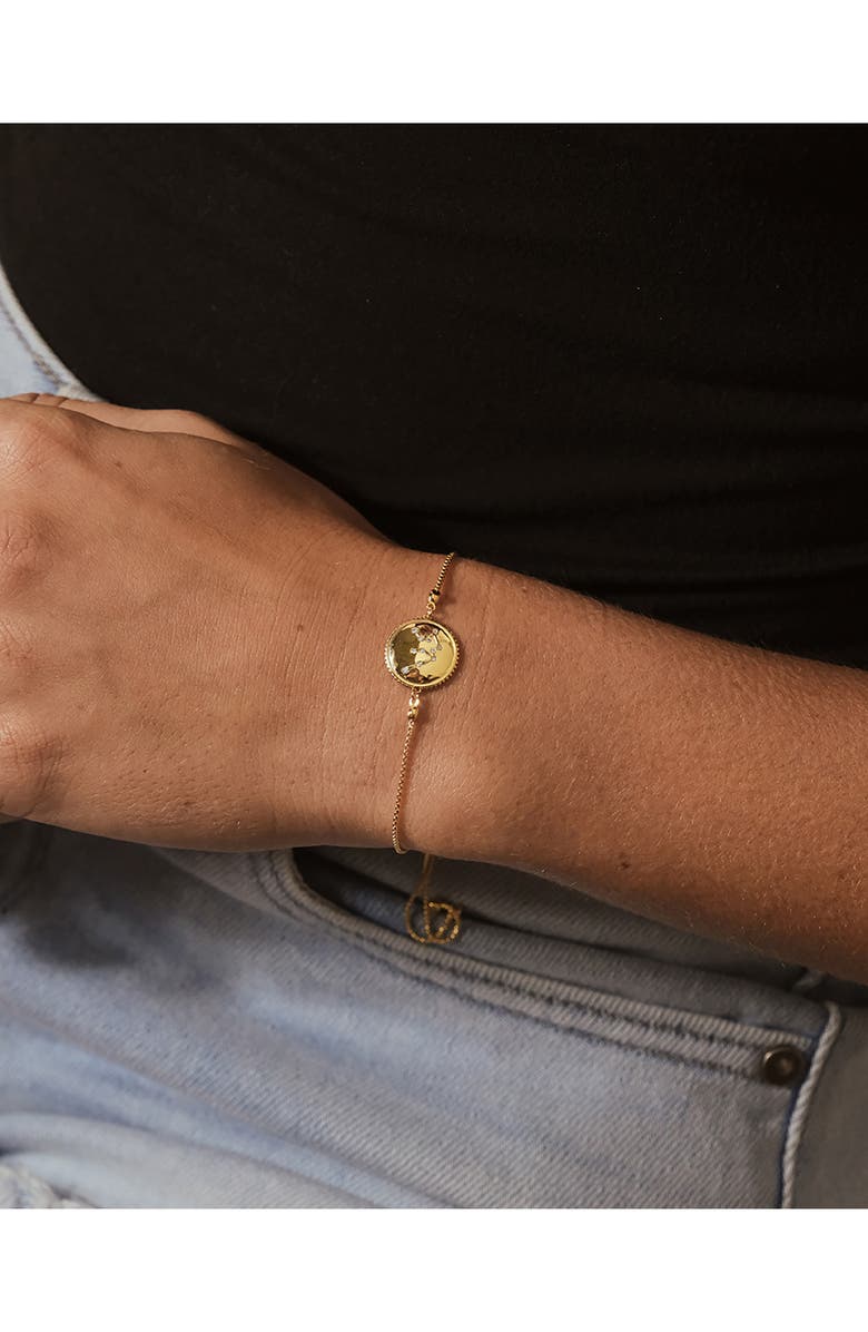 Sterling Forever Sterling Silver Constellation Disk Bolo Bracelet, Alternate, color, Gold- Aquarius