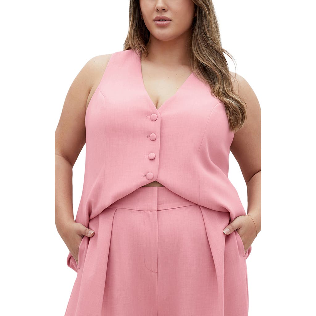 City Chic Tori Vest In Baby Pink