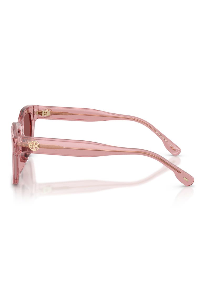55mm Rectangular Sunglasses, Alternate, color, TRANSPARENT LIGHT PINK / WINE
