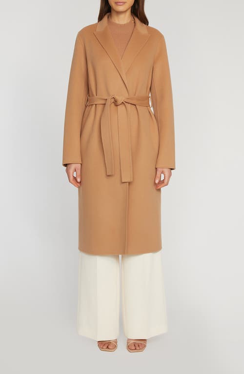 Elie Tahari The Nora Wool Wrap Coat in Fossil Brown 