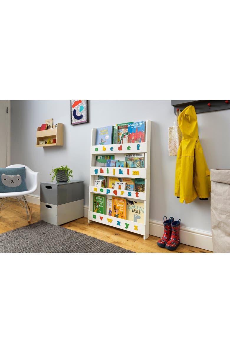 Tidy Books Rainbow ABC White Wood Bookcase, Alternate, color, White